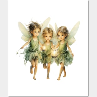 Green Fairies with Lanterns Posters and Art